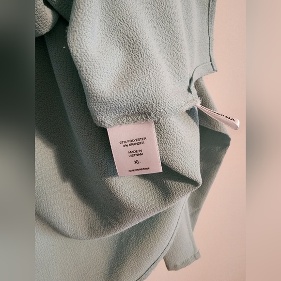 New York & Company Turquois Tie-Sleeve Loose Fit Blouse - Picture 4 of 4